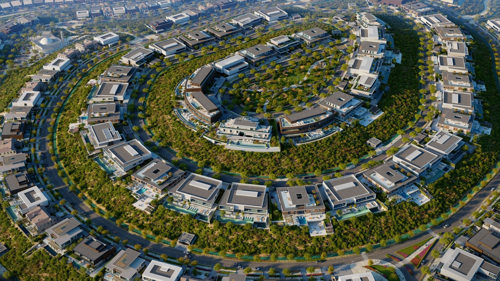 Aerial view of a Hudayriyat Island community